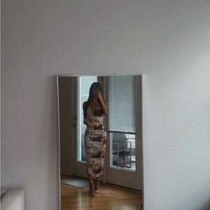 Privy | Brown & White Bodycon Midi Dress